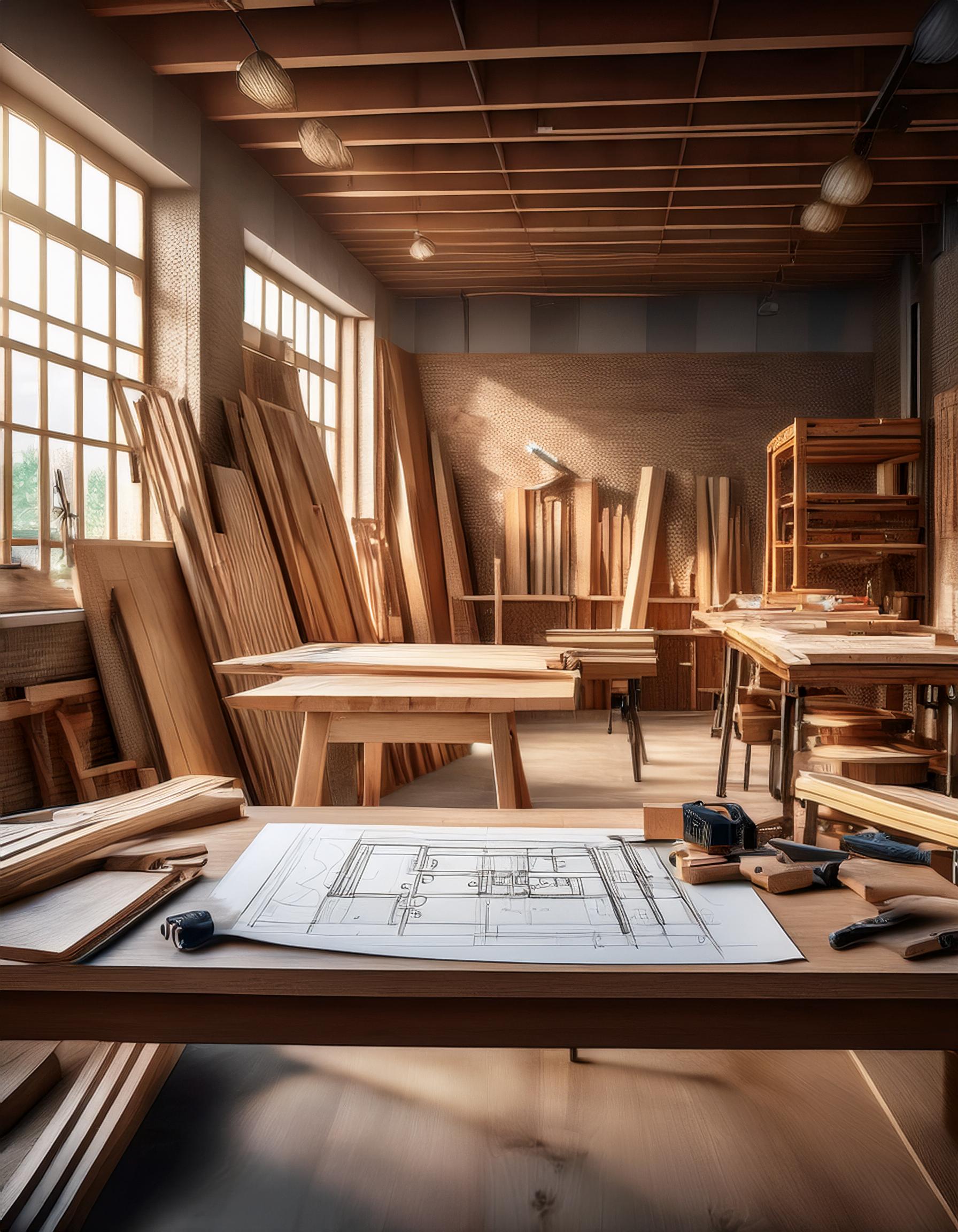 Baustelle mit Zimmerern und Holzstrukturen